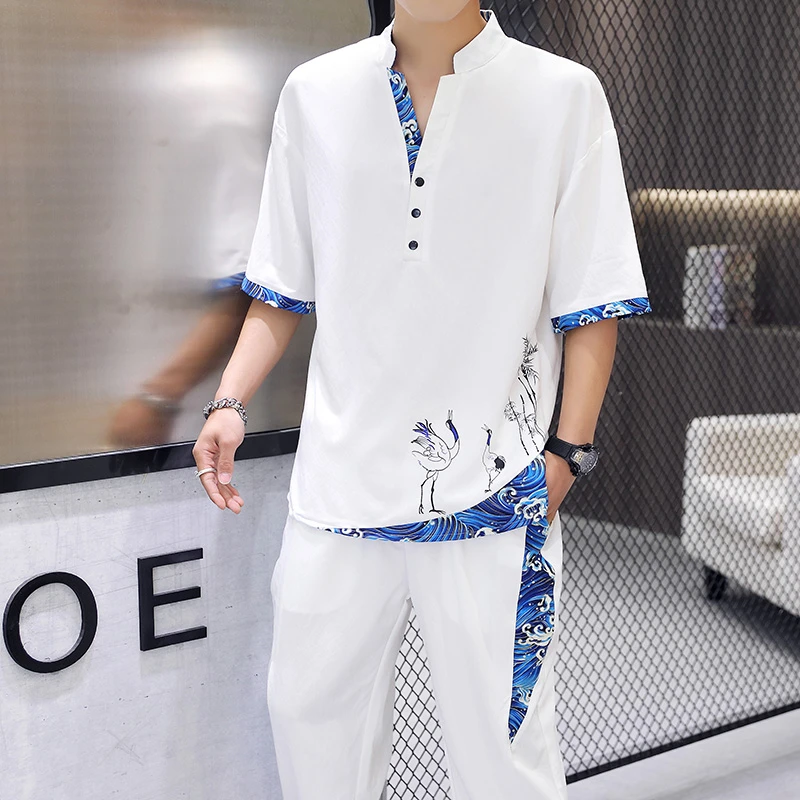 夏季套装中国风套装宽松休闲新款潮套装男短袖套装夏季上新复古