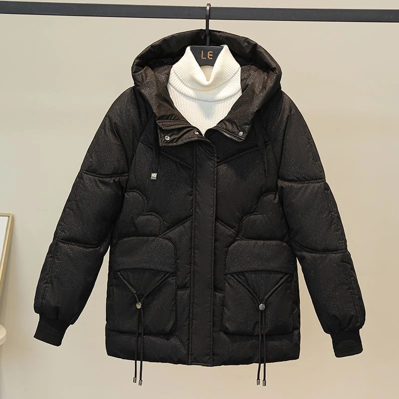 新款2023羽绒服亮闪闪羽绒服女冬季新款韩版宽松袄加厚时尚连帽外