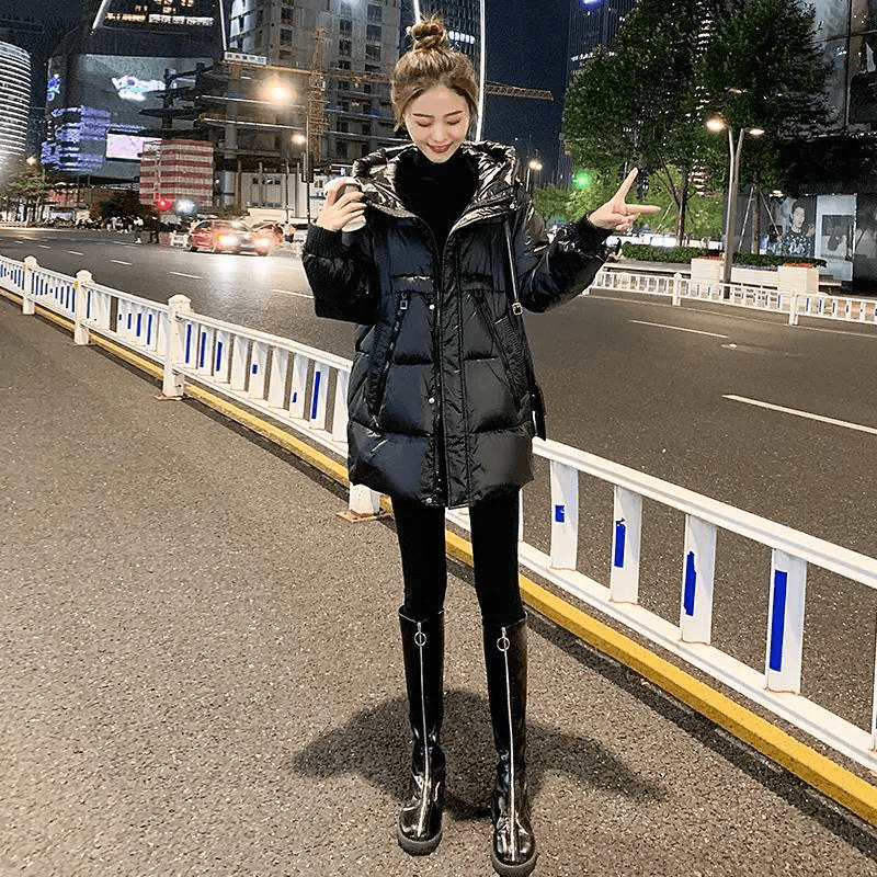 清廷心伊曼2023新款大码羽绒服服女冬韩版棉袄亮面免洗棉衣胖mm棉