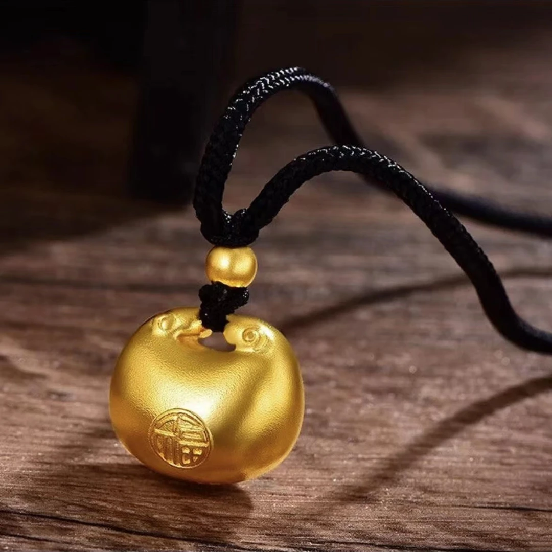 合金吊坠 网红款胖福金色小锁吊坠项链