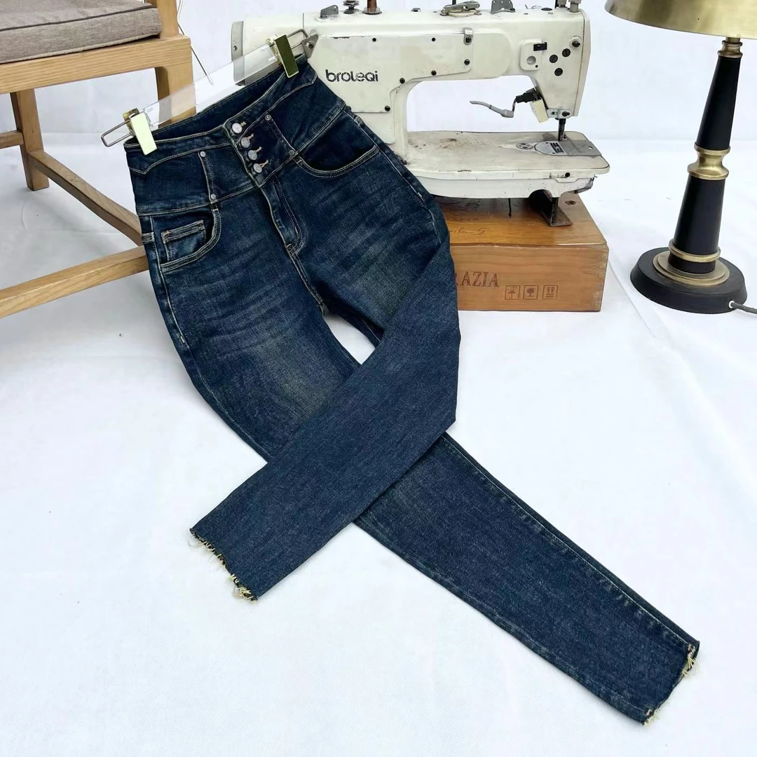 6921H帕拉塑形铅笔裤高腰小脚牛仔裤曲线美重工满天星辰秋季新款