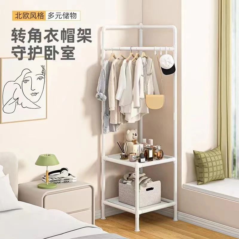 龙谋转角衣帽架挂衣架落地卧室墙角拐角房间不占地家用三角置物架