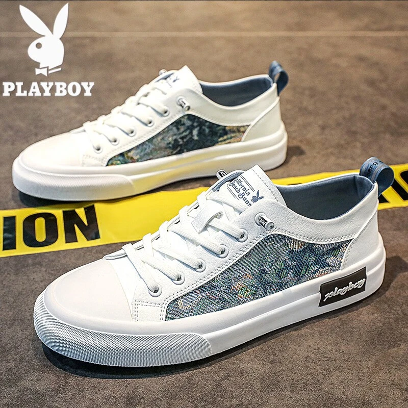 PLAYBOY男鞋春春季新款2024新品男士休闲帆布板鞋高级感小白鞋子