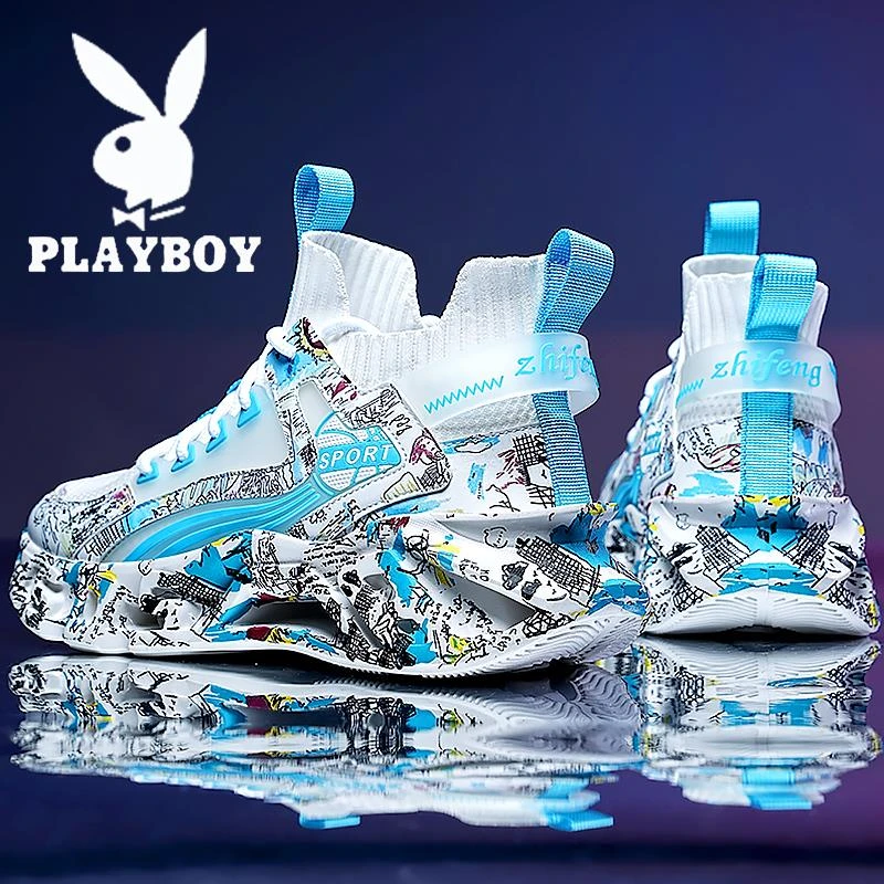 PLAYBOY男鞋春季新款男士鞋增高厚底减震鞋子男高帮休闲运动潮鞋