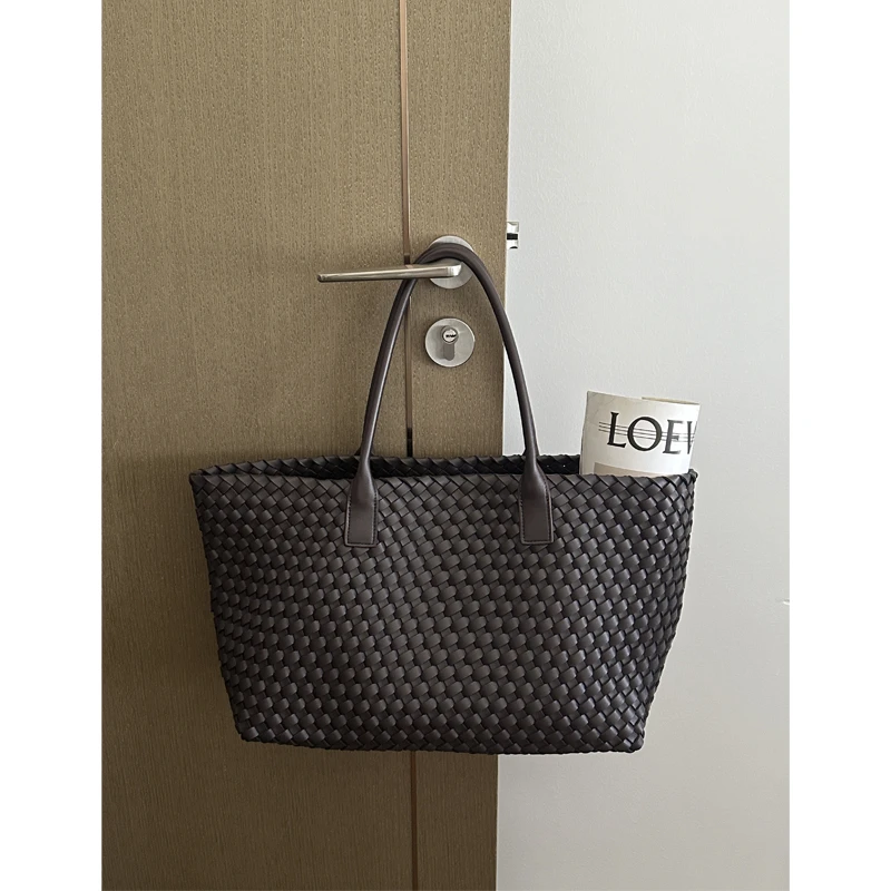 【归途】牛皮手工编织包大容量托特包女单肩手提包包