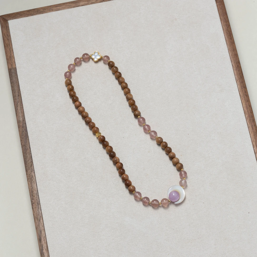 【凡星】老山檀横纹老料锂辉石星月手串