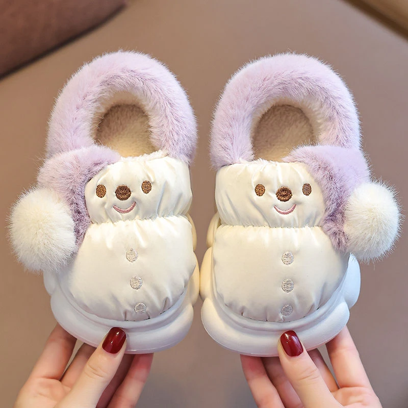 儿童棉鞋包跟女孩冬季防水加绒加厚卡通可爱防滑室内外穿棉拖鞋