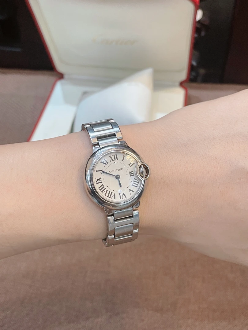 95新 Cartier/卡地亚 28盘石英蓝气球/专柜39000/单表有盒子