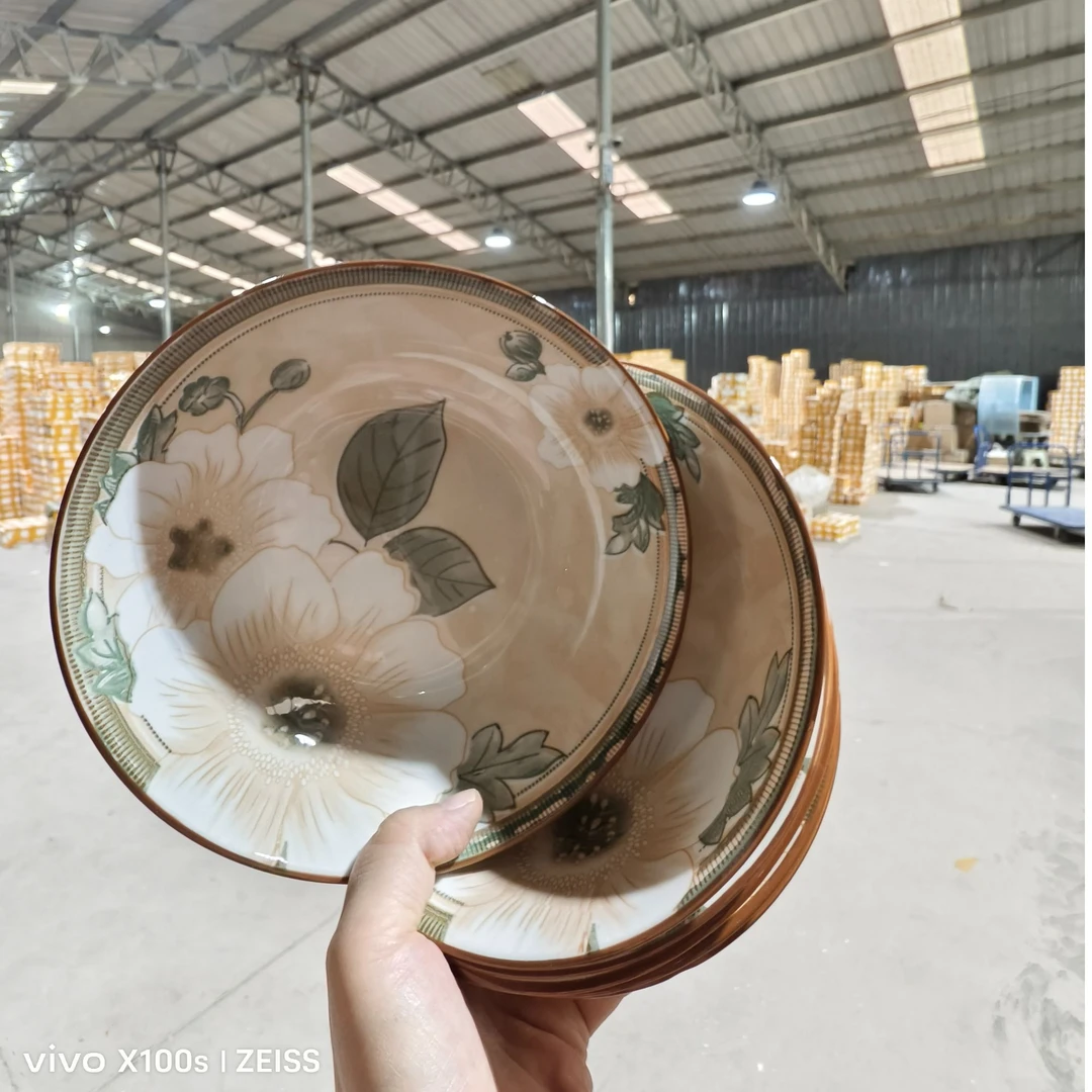 【D008】7英寸山茶花航空面碗6只