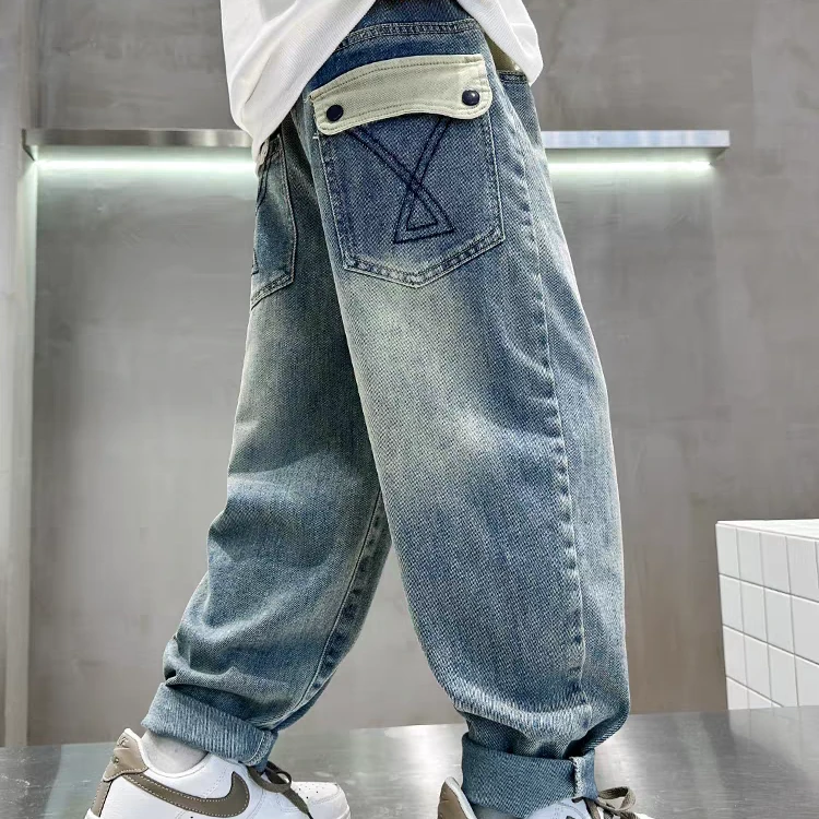 秋季新款男童弹力牛仔裤春秋简单大气舒适休闲长裤童装男韩版痞帅