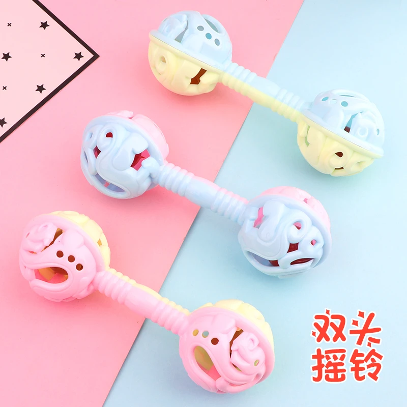 趣味双头摇铃宝宝安抚玩具婴幼儿早教益智抓握手拿玩具摇铃批发