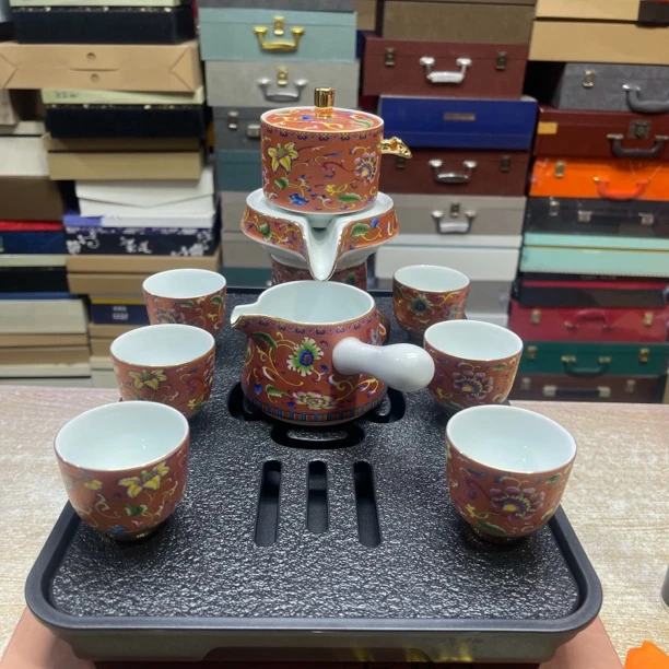 （不带礼盒）珐琅彩功夫茶具自动茶具家用国潮中式办公会客简约创意