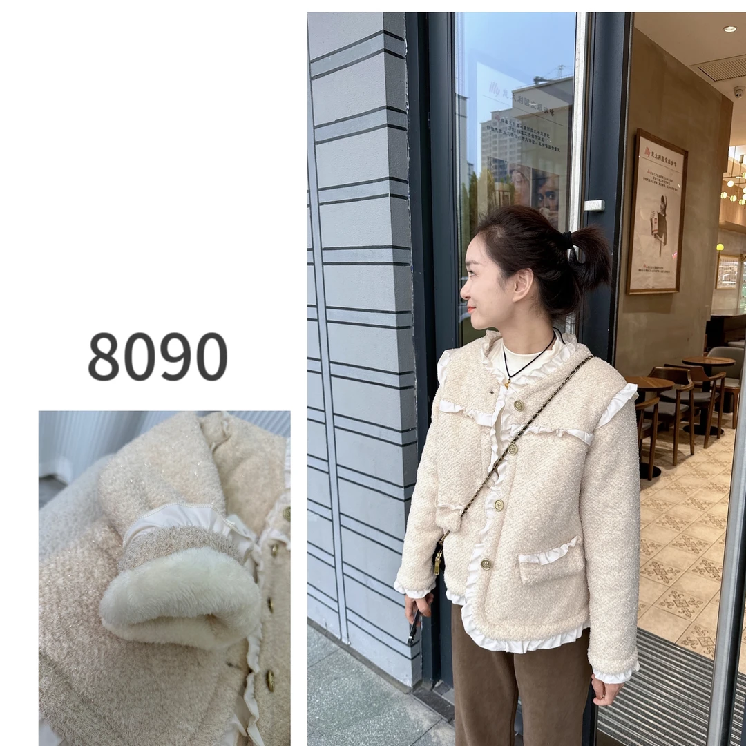 小个专属【8090暖居】山茶花小香风单上衣冬款气质三层加厚NJ-23371