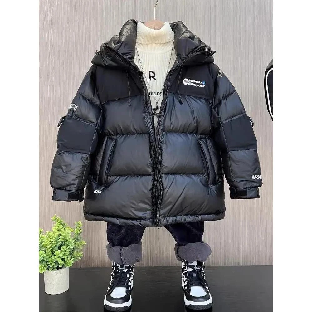 男童加厚服外套冬季中款新款中大儿童冬装男孩羽绒袄潮