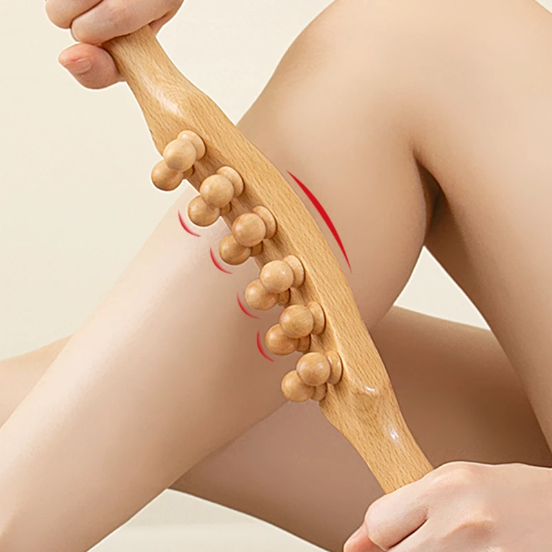 腿部按摩棒小双排擀筋棒12珠擀筋棒刮腿手臂按摩身体家用便携