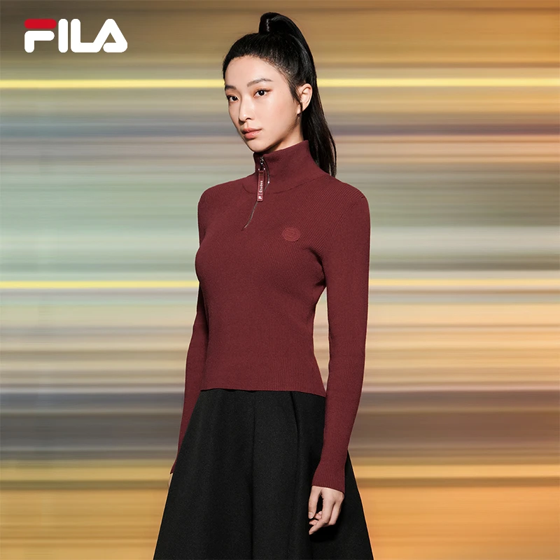 Fila/斐乐2025年春季新款女士户外运动百搭休闲编织衫F11W516401F