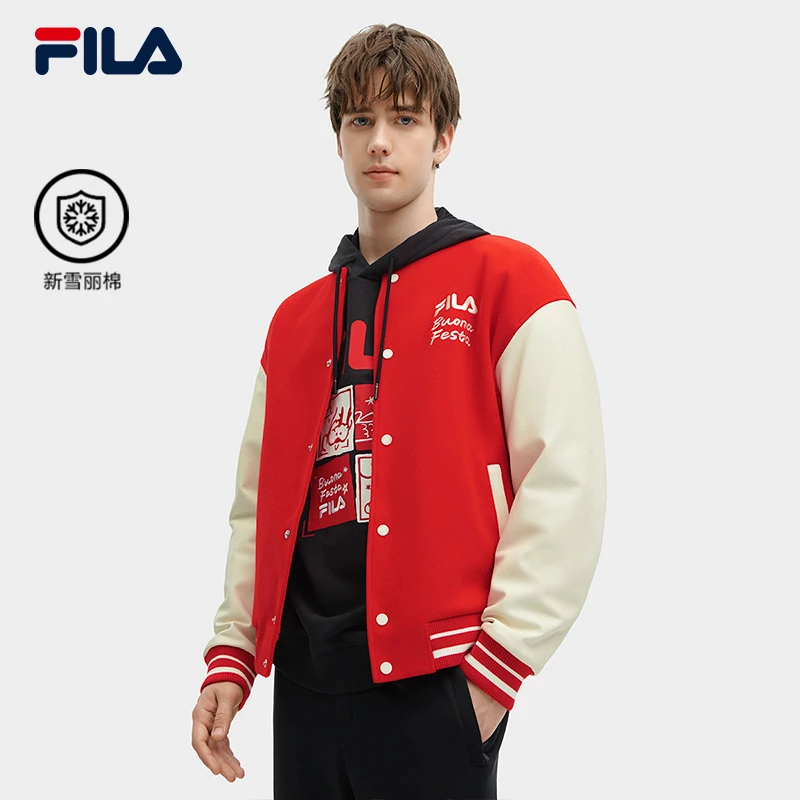 FILA斐乐棉服男装2024新款宽松舒适休闲棒球服外套F11M419901F