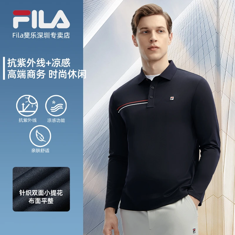 Fila/斐乐长袖POLO衫冬季新款男子简约商务休闲运动衣F11M411201F