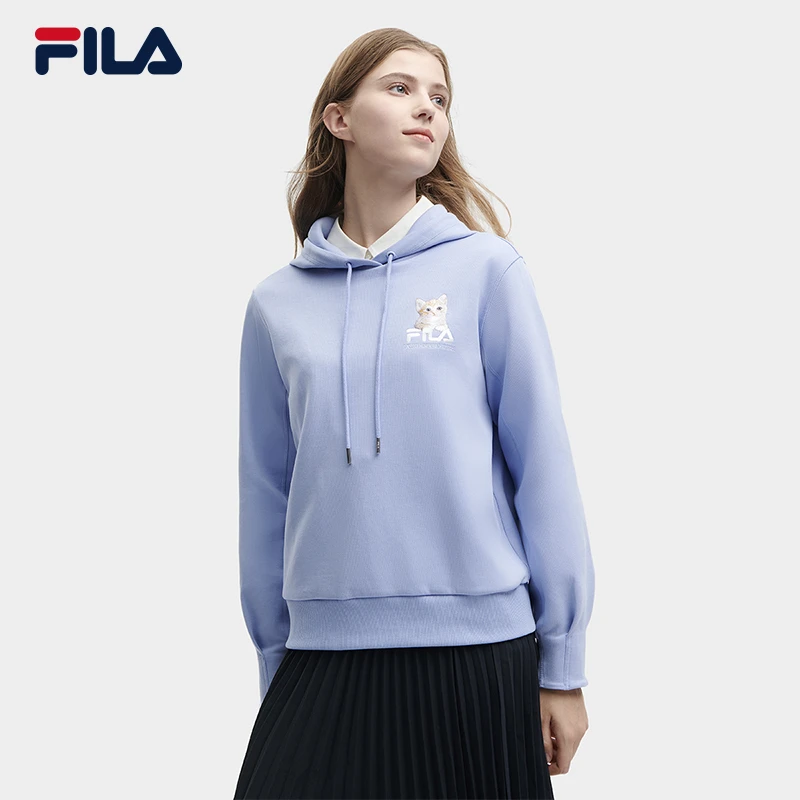 FILA斐乐运动卫衣女子时尚宽松连帽休闲长袖针织上衣F11W348209F