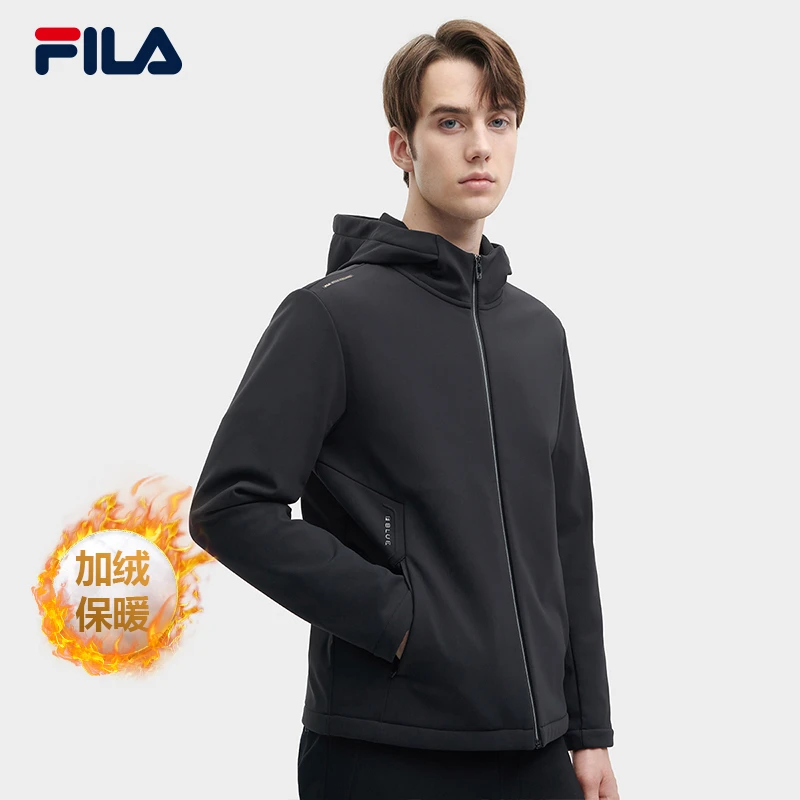 FILA斐乐外套男士【防风防寒保暖】加绒商务休闲上衣F11M342501F