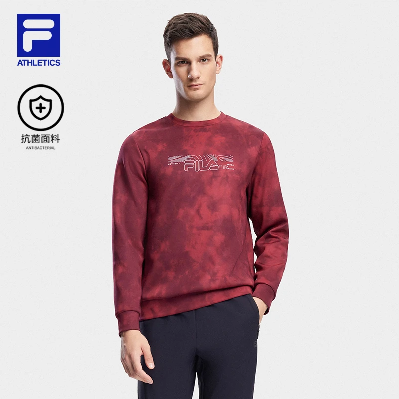 Fila/斐乐【抗菌远红外发热】男装满印针织舒适运动卫衣A11M341212F