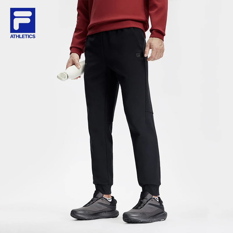 FILA斐乐针织长裤男子2024【复古运动 】休闲透气运动裤A11M411607F