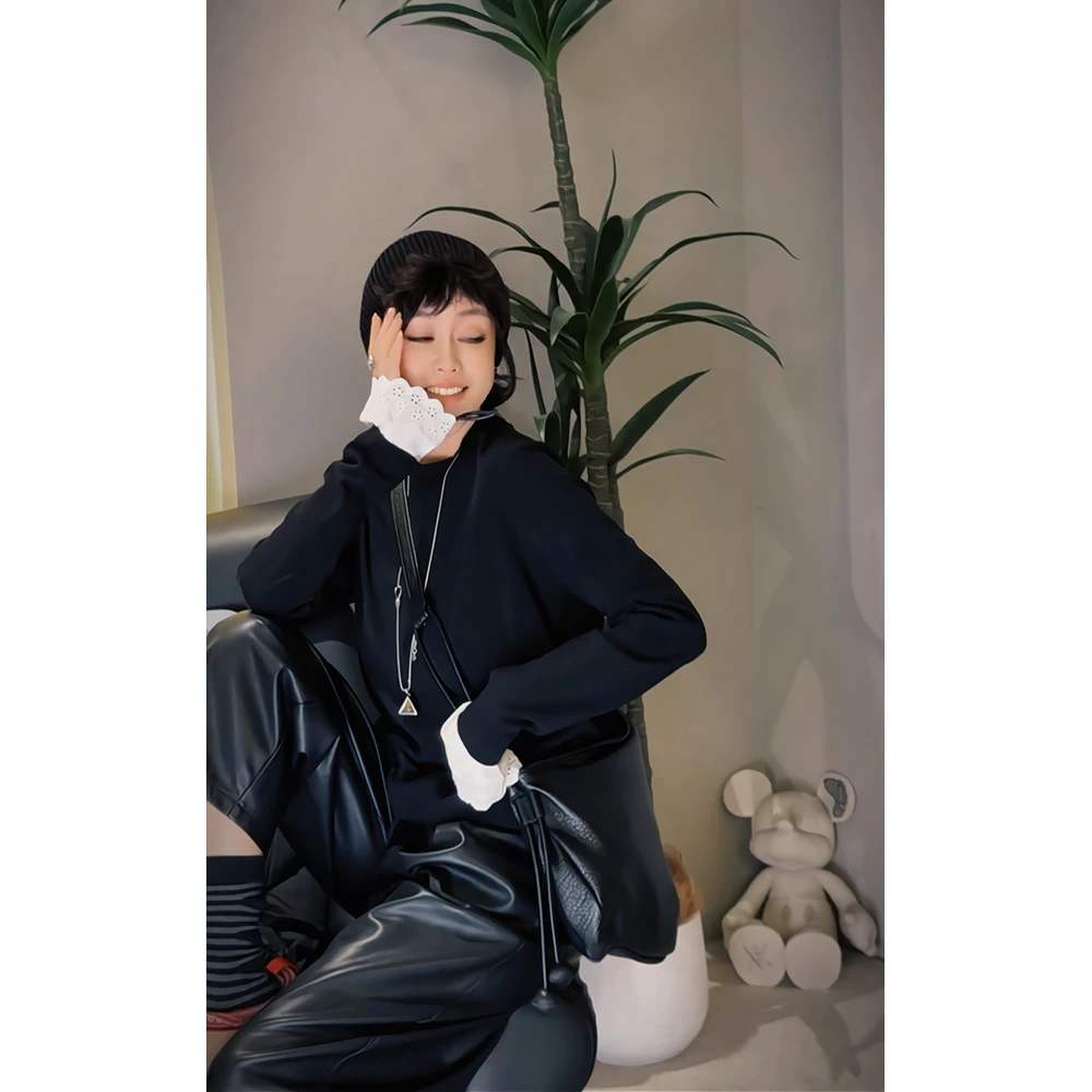 2024新款JVM定制22065时尚百搭喇叭袖拼接长袖T恤12/9