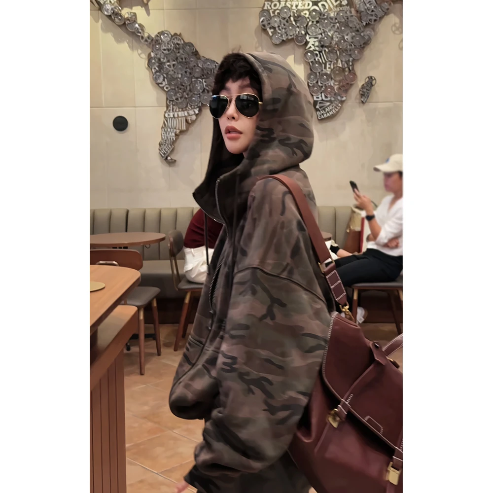 2024新款JVM定制20789时尚百搭迷彩连帽拉链卫衣外套10/22