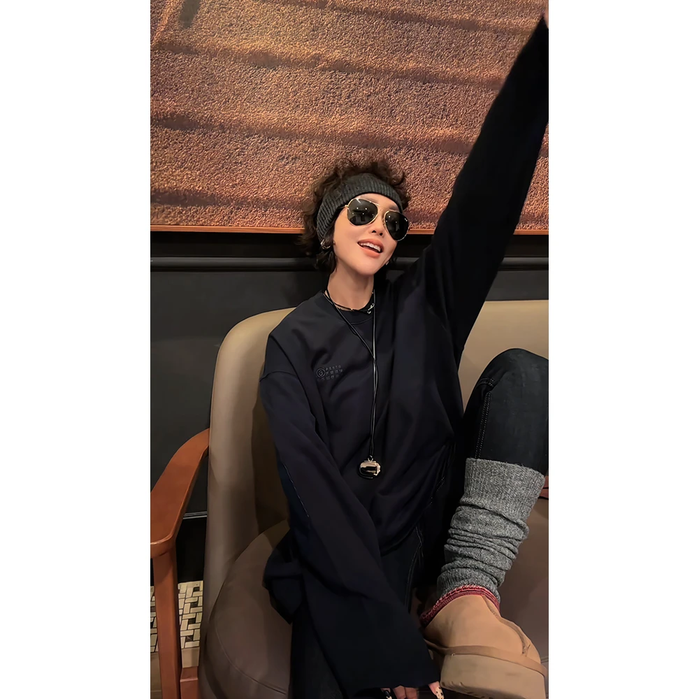 2024新款JVM定制15312时尚百搭圆领补丁袖子长袖卫衣10/17