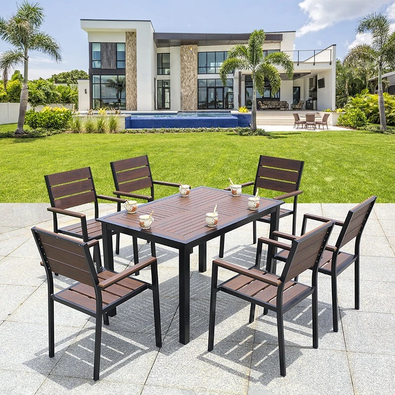 民宿花园塑木椅三件套防水防晒露台咖啡店阳台网红桌椅组合套装