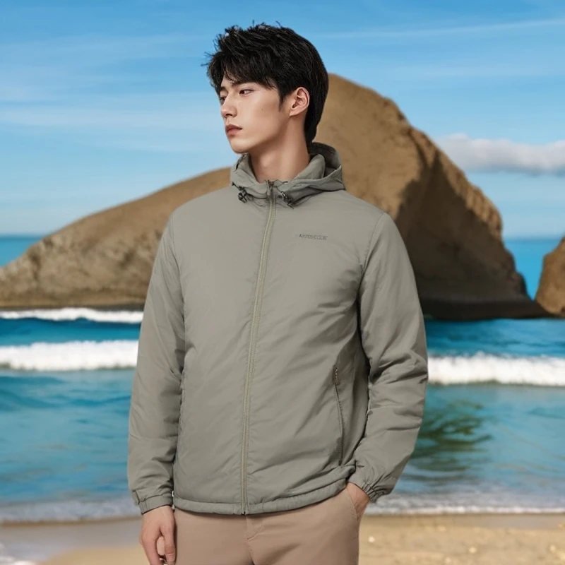 RockCloud/岩云新款户外运动休闲防风保暖男士轻薄连帽百搭棉服