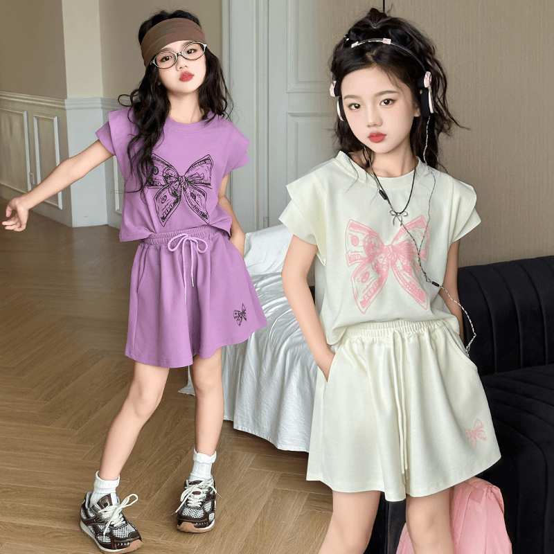 【淘桃】女童休闲套装夏款2024新款儿童运动短裤套装韩版宽松洋气