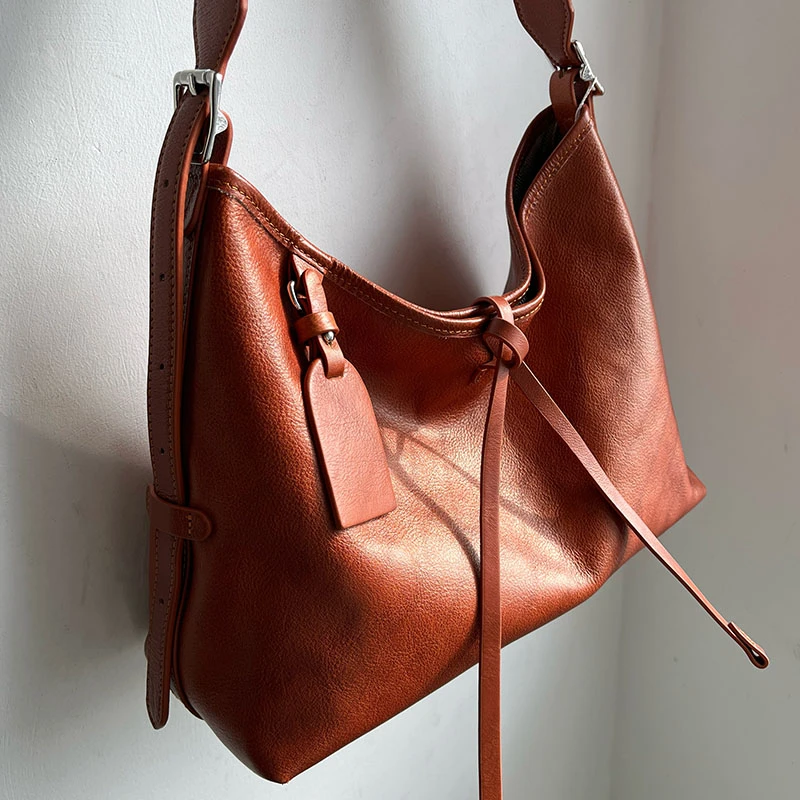 蝴蝶包 头层植鞣牛皮手提单肩斜挎通用托特女包时髦百搭休闲通勤