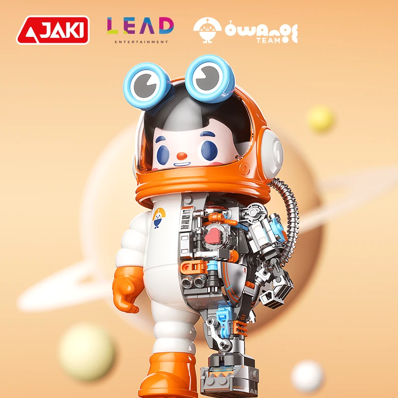 JAKI佳奇积木太空橘子男孩owangeboy宇航员潮玩手办摆件创意礼物