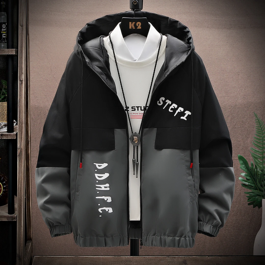 春秋男士外套潮流学生韩版青少年工装夹克款休闲连帽男装褂子上衣