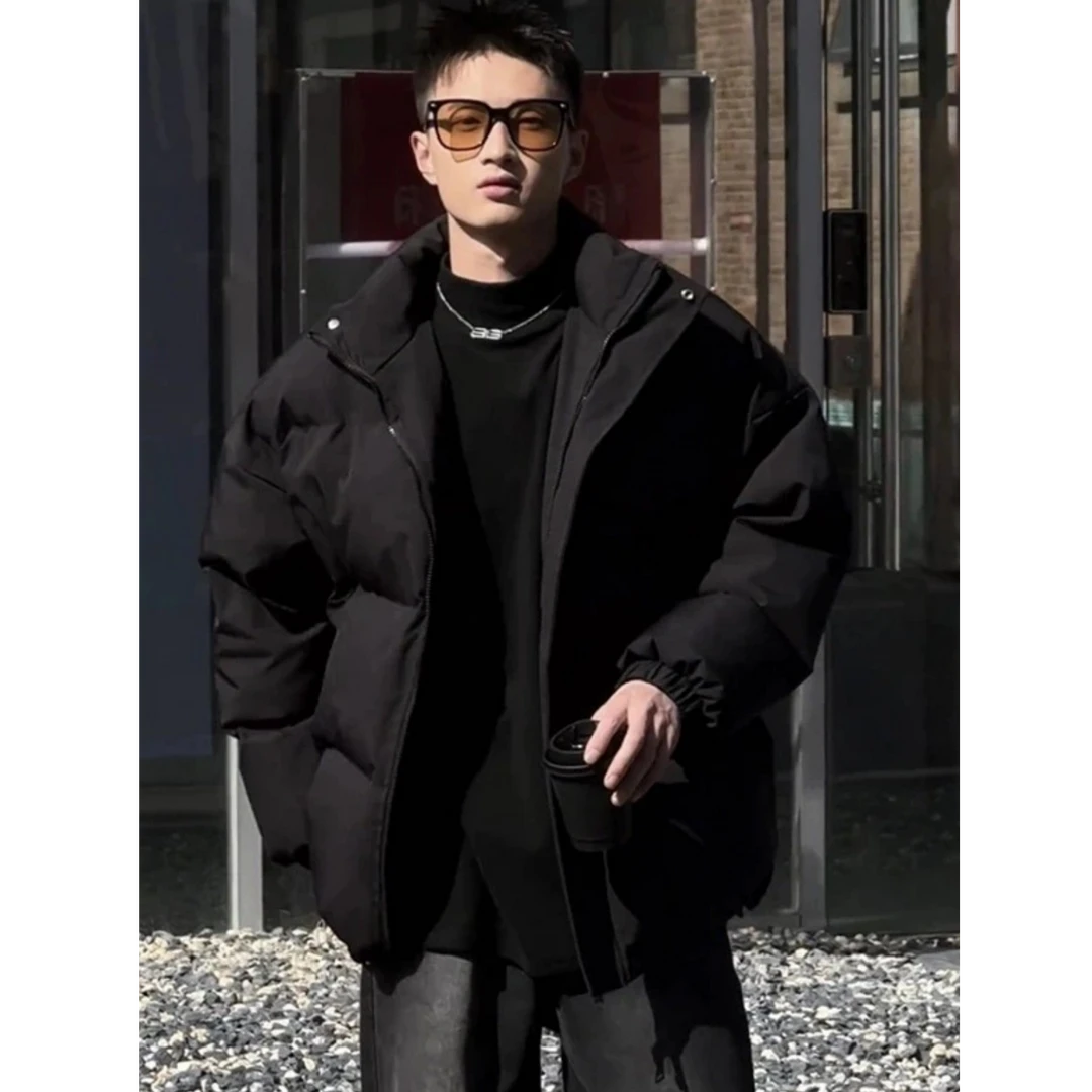 黑色短款九江立领棉服男冬季立领面包服美式高街cleanfit棉衣外套