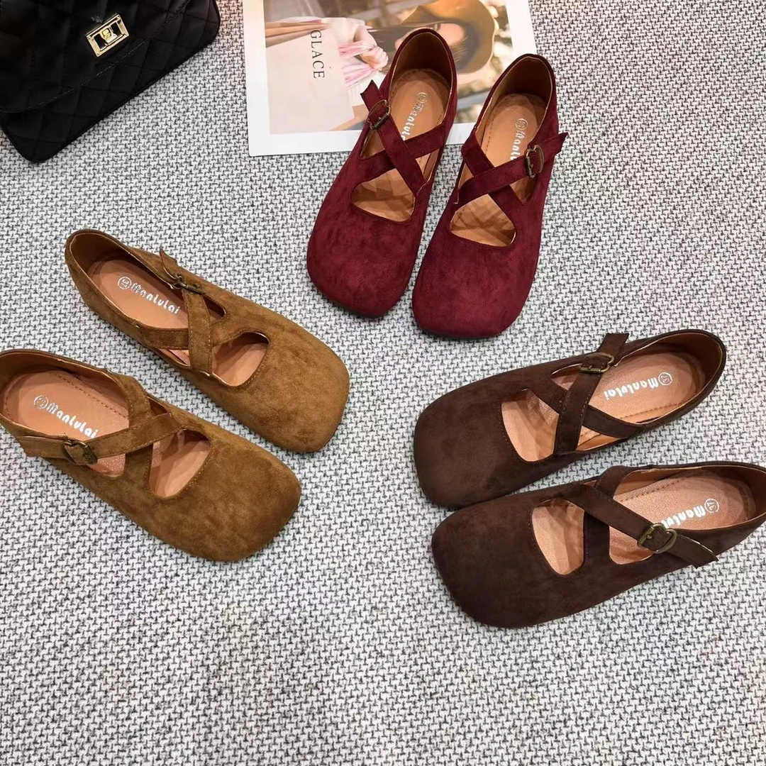 新款平底鞋单鞋复古简约外穿百搭豆豆鞋