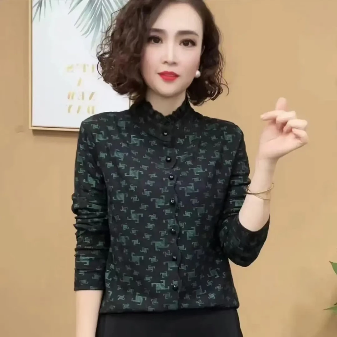 【专柜品质】2024新品时尚洋气百搭木耳边长袖套头打底衫女士上衣