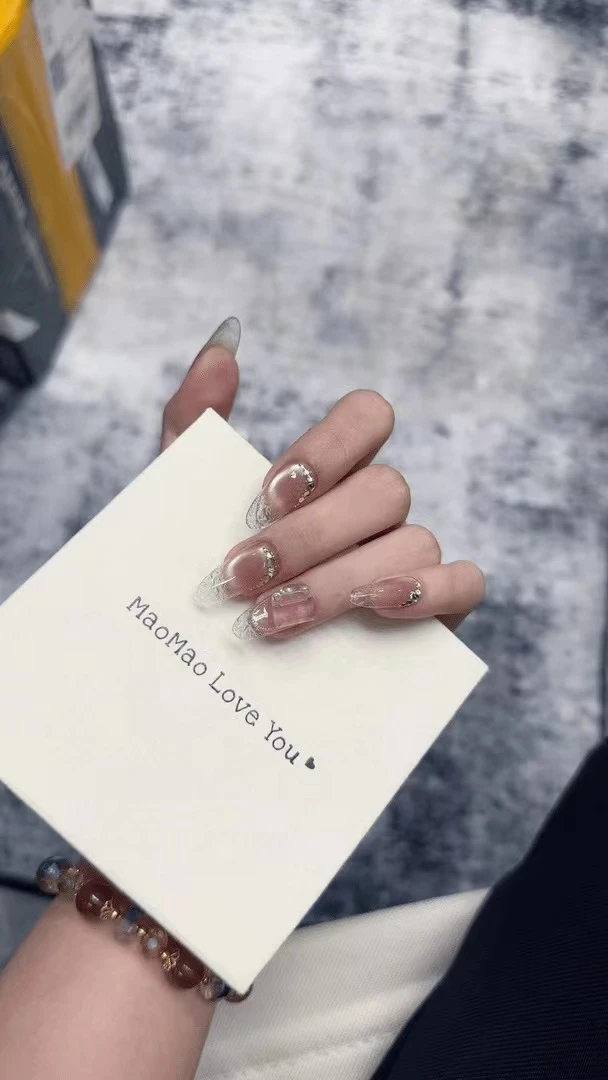 现货【破碎粉水滴】MAOMAO重工纯手工穿戴甲穿戴式