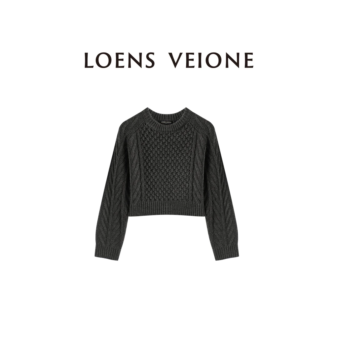 LOENSVEIONE/路斯威亚 新西兰绵羊毛浮纹设计轻奢毛衣24CVDA0434N