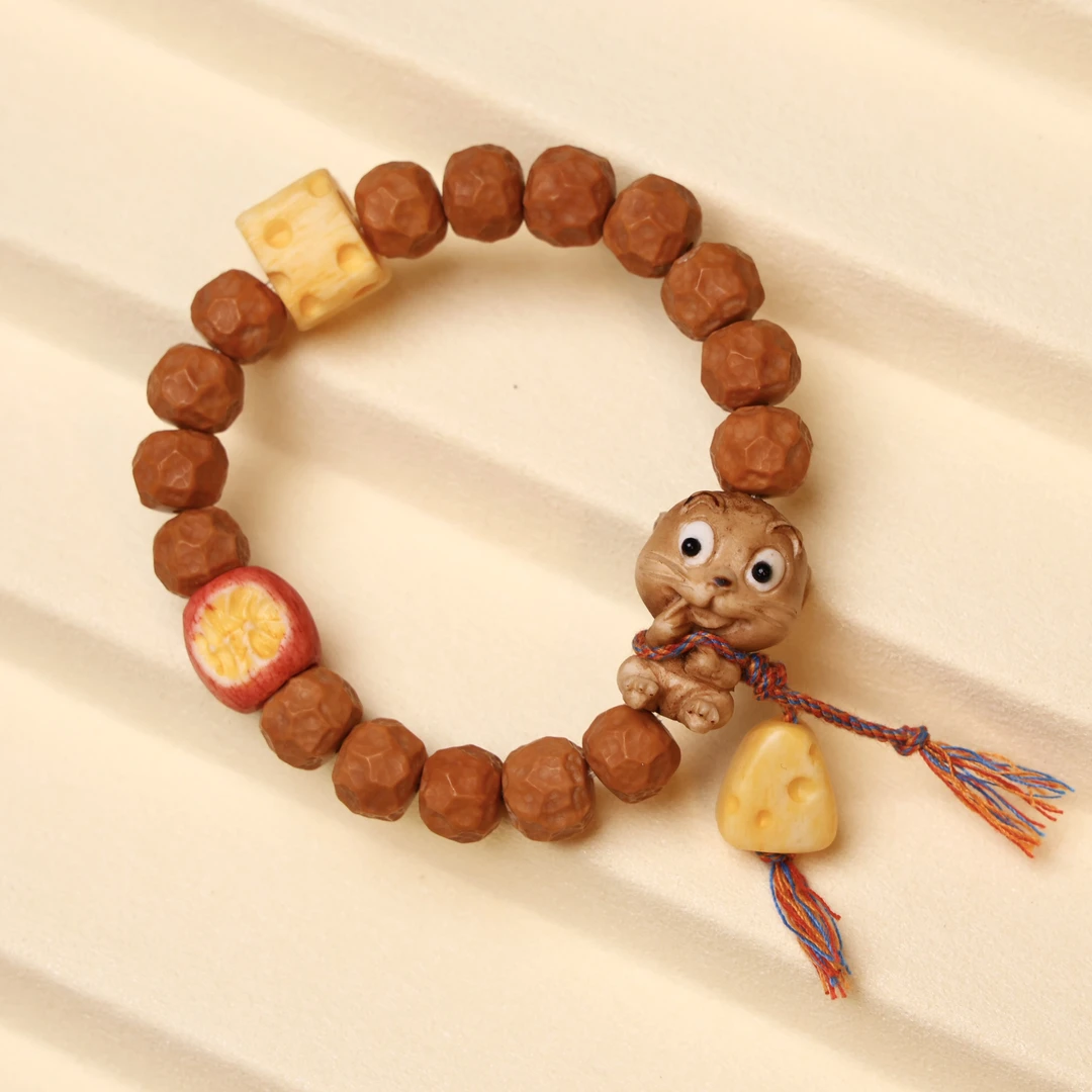 非金属木质手链 4猴头老鼠奶酪苹果原创手链