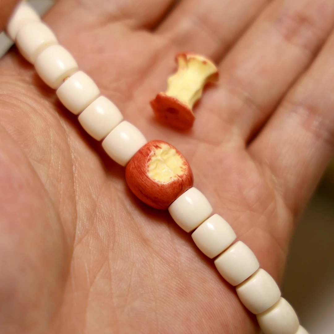 非金属木质吊坠 1根付鹿角雕刻平安苹果核文玩手串配饰配珠顶腰珠