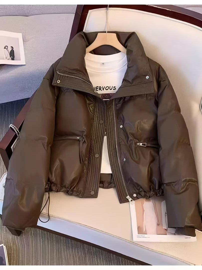 999加厚女士棉衣保暖PU免洗2024休闲外套宽松秋冬棉袄冬季