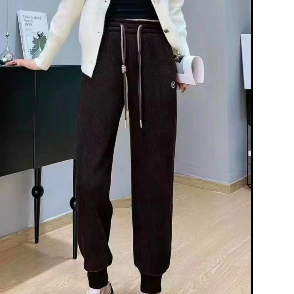 厂花视频推荐2582加绒加厚鸥棉绒休闲裤(螺纹口)