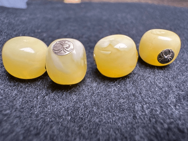 蜜蜡镶嵌24K/925老型10x8mm配饰 顶珠腰珠