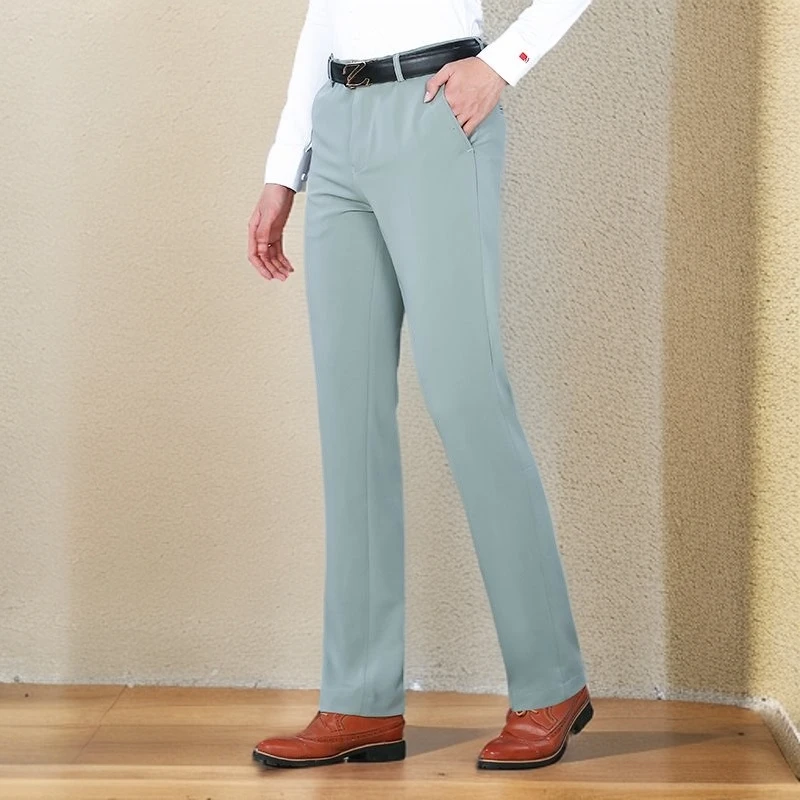 夏季薄款微弹直筒裤男商务修身垂感职业正装西裤青年百搭冰丝男裤