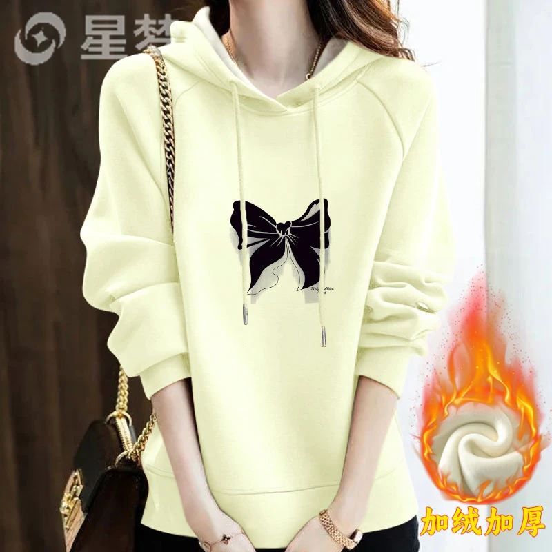 连帽卫衣女士秋冬厚款2023年新款大码小个子爆款宽松洋气时尚上衣