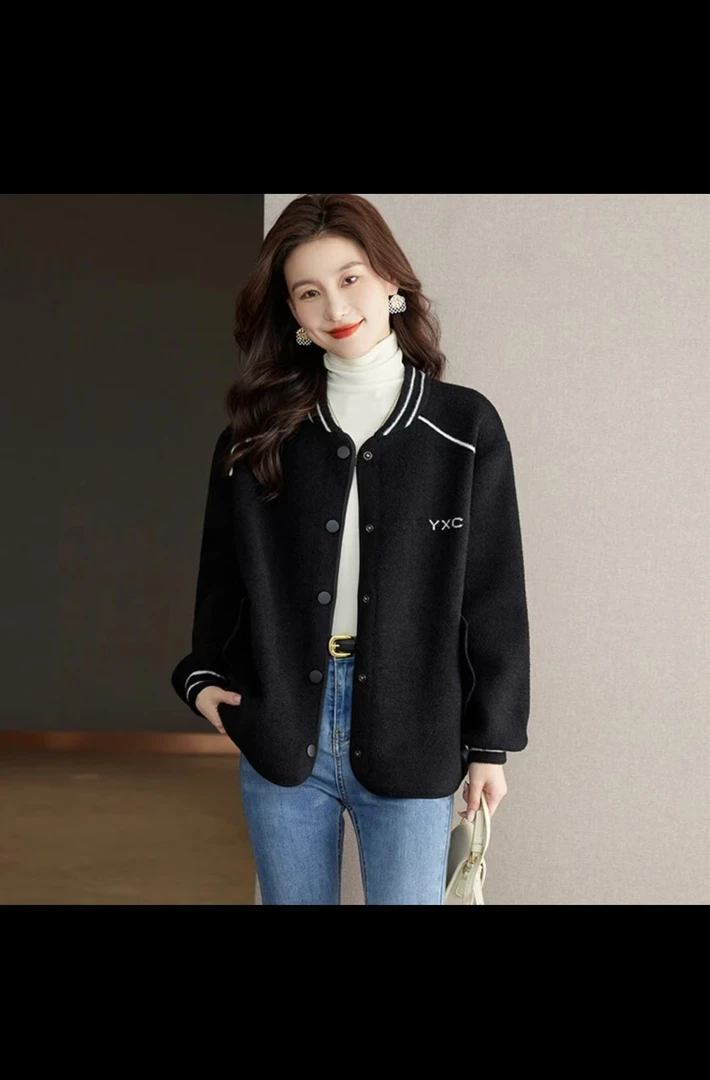 SJ休闲韩范棒球服 轻奢开衫小香风时尚百搭气质显瘦秋冬韩版