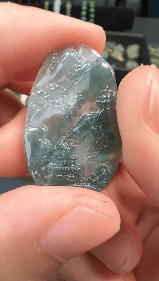 【闪购商品】翡翠颈饰未镶嵌山水牌吊坠