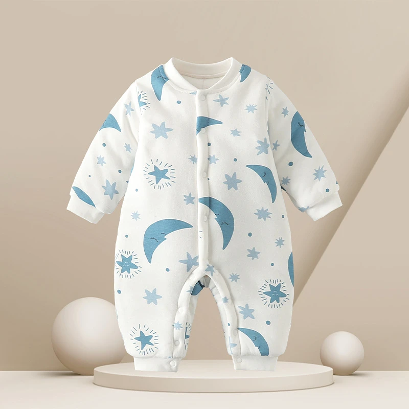 婴儿棉衣服冬装连体衣加厚秋冬季套装新生儿夹棉哈衣宝宝保暖棉服